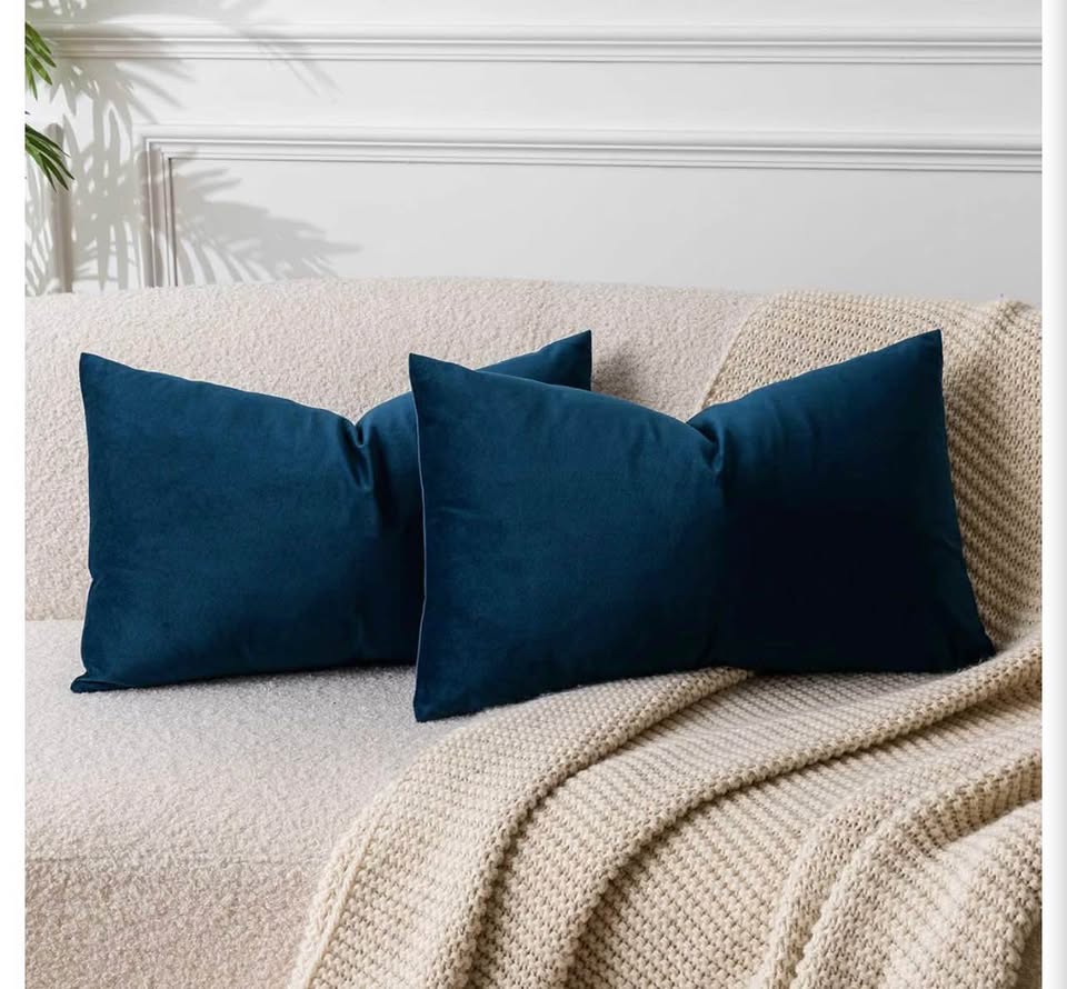 JUSPURBET Navy Blue Velvet Throw Pillow Covers