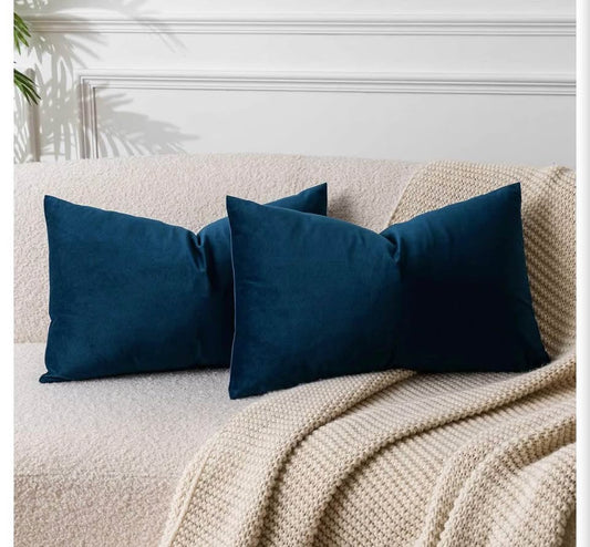 JUSPURBET Navy Blue Velvet Throw Pillow Covers