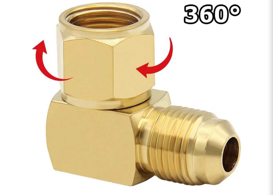 2PCS 90° Elbow Flare Swivel Fitting 3/8" Female to Male Connector