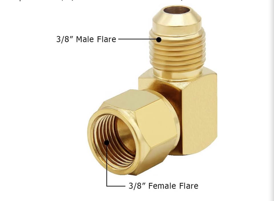 2PCS 90° Elbow Flare Swivel Fitting 3/8" Female to Male Connector