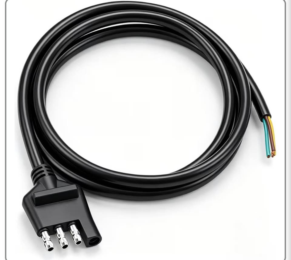 4-Way Trailer Wiring Harness 5 Ft (1.5m) 4-Pin Flat Wire Extension Connector, Pu