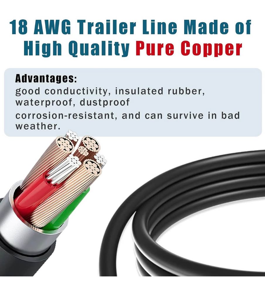 4-Way Trailer Wiring Harness 5 Ft (1.5m) 4-Pin Flat Wire Extension Connector, Pu