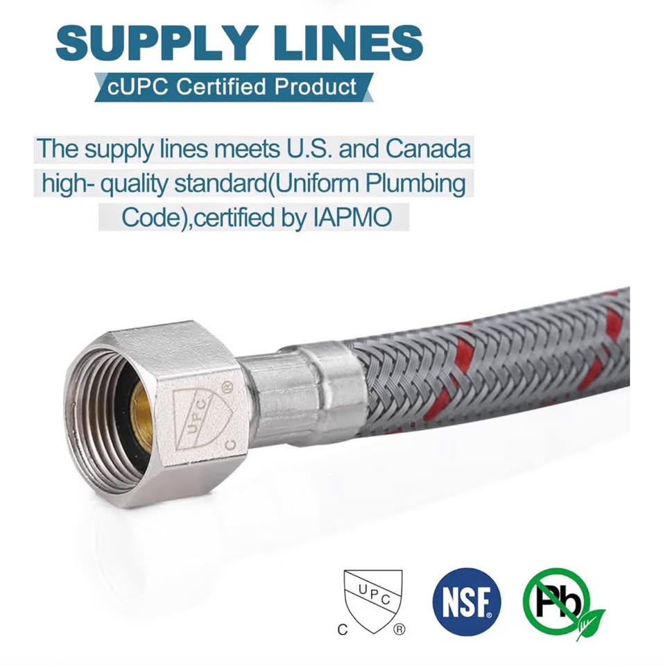Supply Lines 3/8" Female Compression Thread × M10 Male Connector 1 Pair, ARCORA 