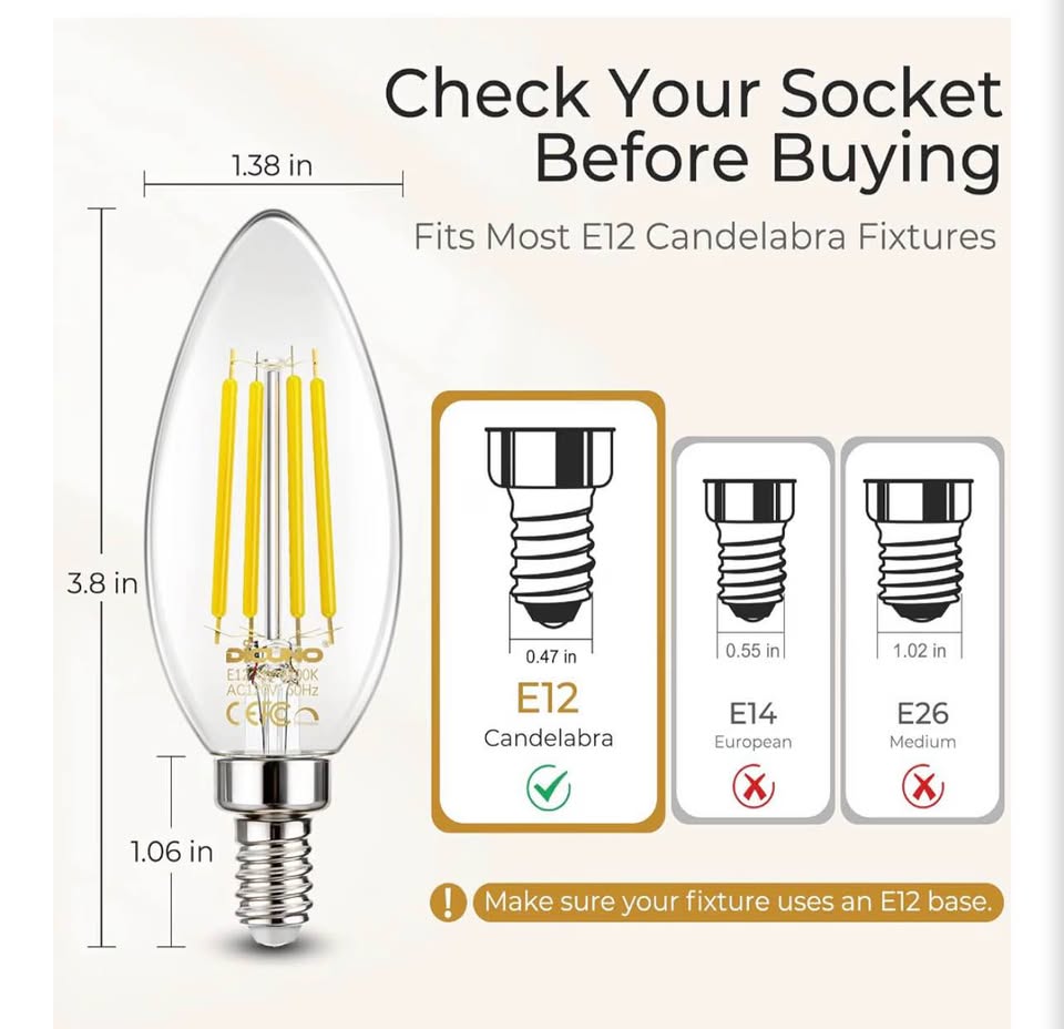 E12 Candelabra LED Bulbs 6pack