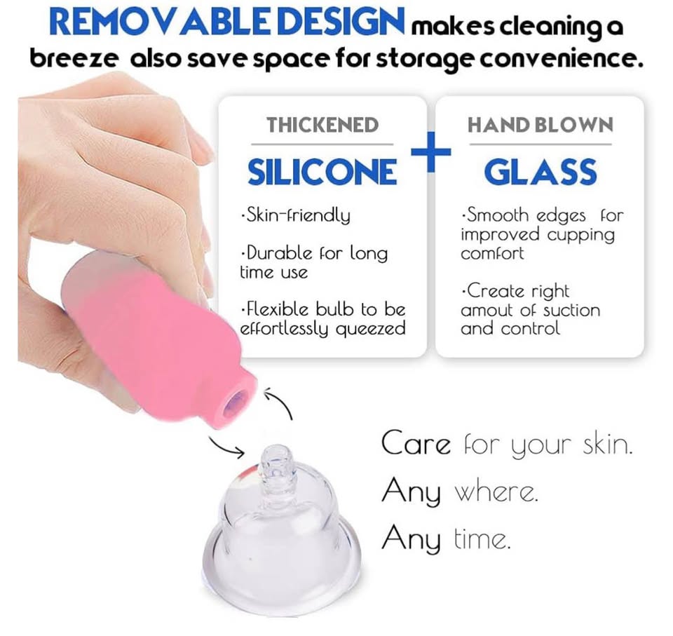 4 PCS Glass Facial Cupping Set | Silicone Vacuum Suction | Cupping Massage Thera