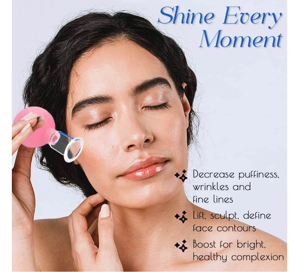 4 PCS Glass Facial Cupping Set | Silicone Vacuum Suction | Cupping Massage Thera