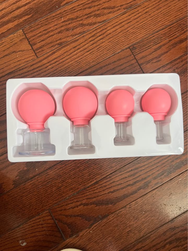 4 PCS Glass Facial Cupping Set | Silicone Vacuum Suction | Cupping Massage Thera