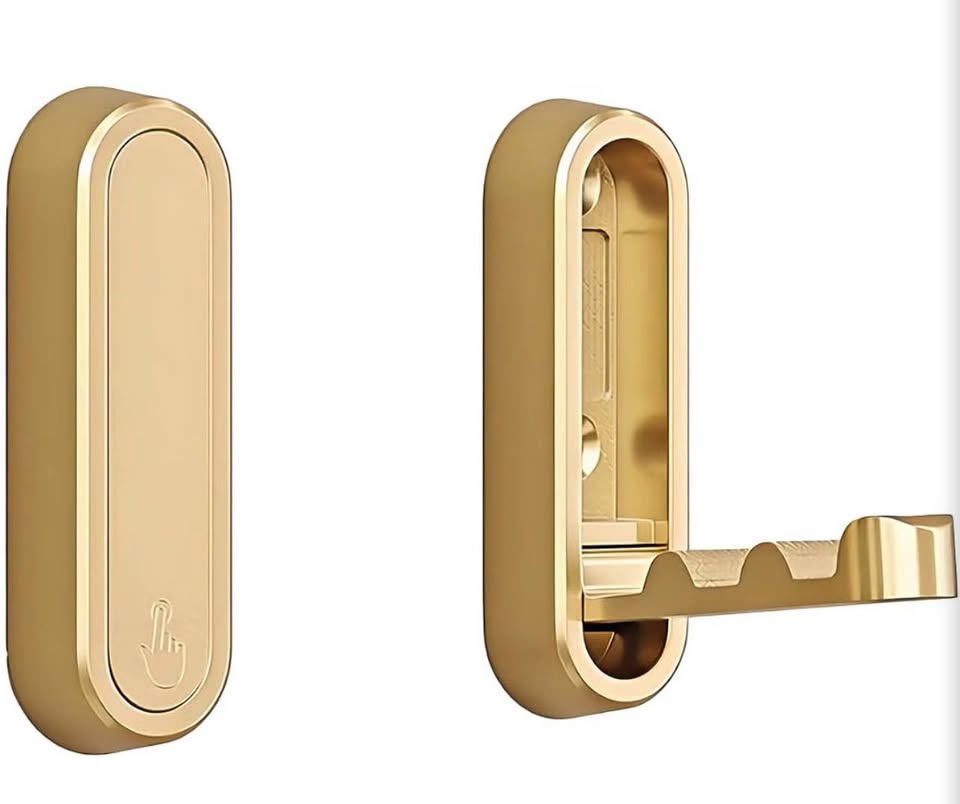 Brushed Gold Foldable Towel Hooks for Bathroom 2 Pack