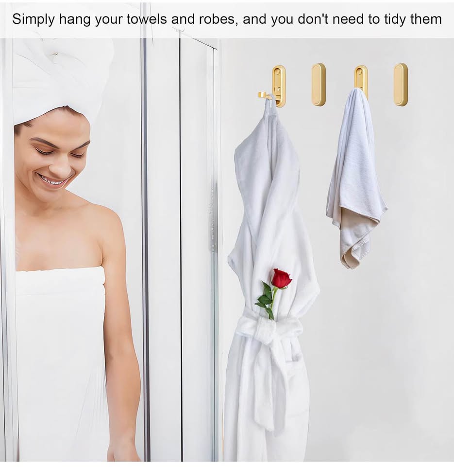 Brushed Gold Foldable Towel Hooks for Bathroom 2 Pack