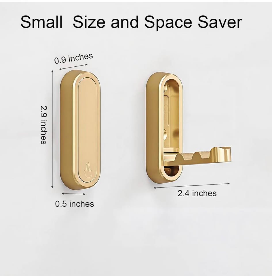 Brushed Gold Foldable Towel Hooks for Bathroom 2 Pack
