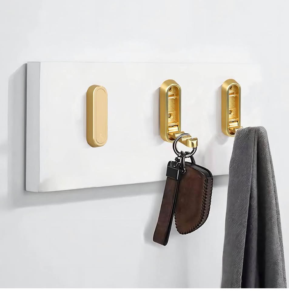 Brushed Gold Foldable Towel Hooks for Bathroom 2 Pack