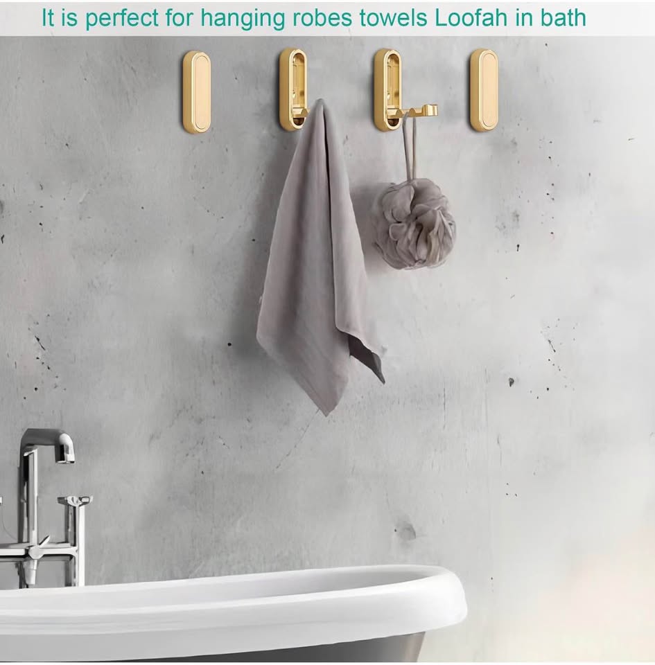 Brushed Gold Foldable Towel Hooks for Bathroom 2 Pack
