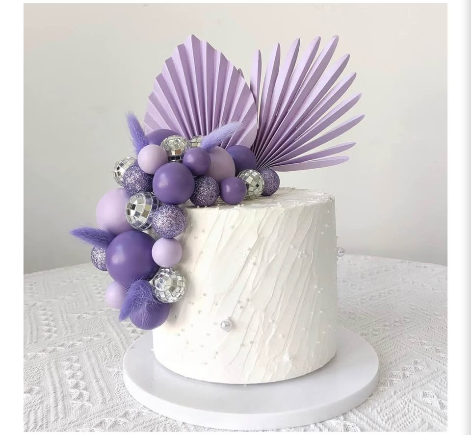 Purple Disco Ball and Sphere Cake Topper Set