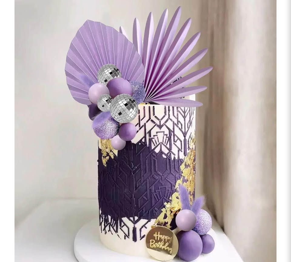 Purple Disco Ball and Sphere Cake Topper Set