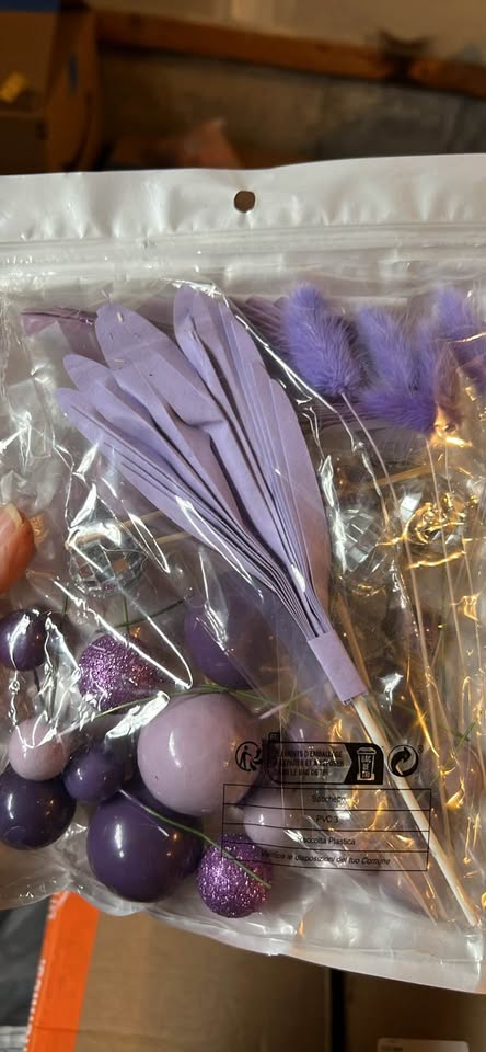 Purple Disco Ball and Sphere Cake Topper Set