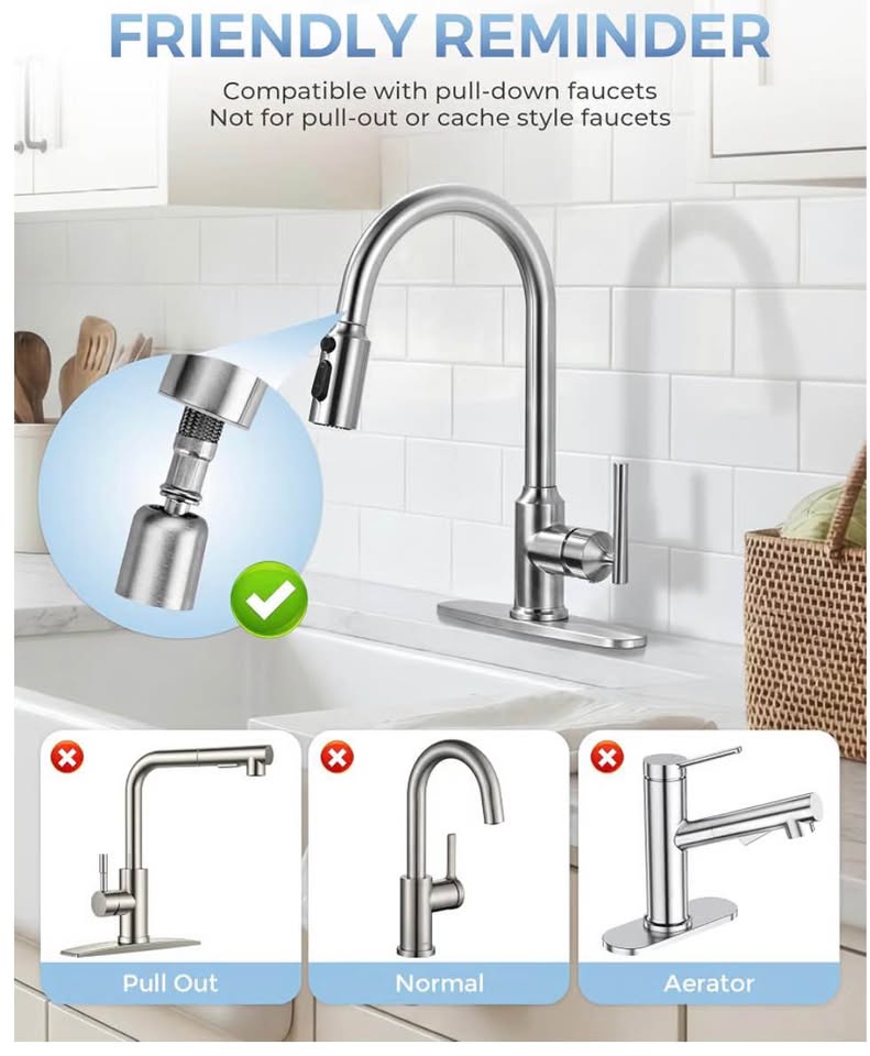 Universal Kitchen Faucet Spray Head Replacement Kit with 9 Adapters