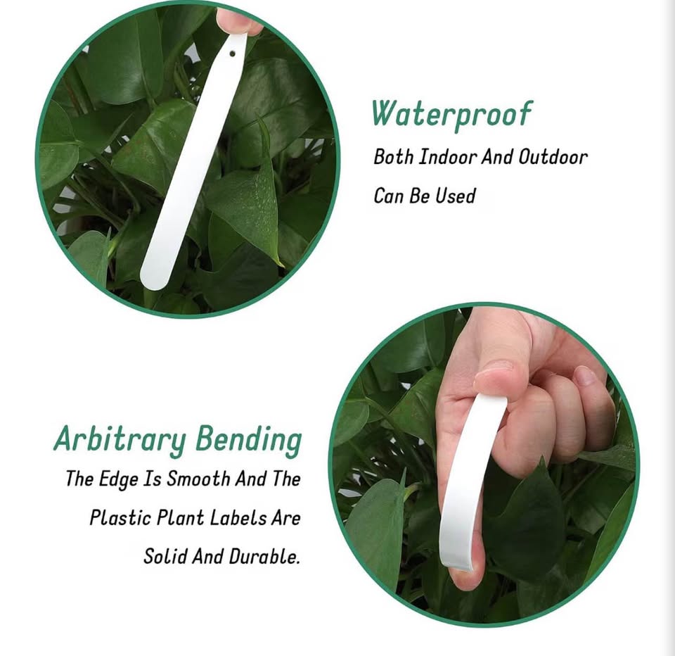 100-Piece White Plastic Plant Labels (12cm)