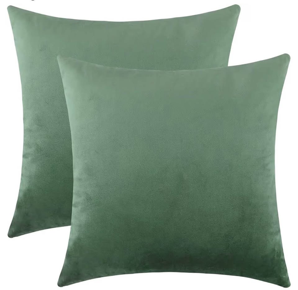 Set of 2 Sage Green Velvet Throw Pillow Covers16x16inch