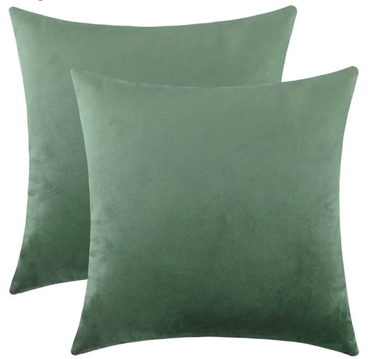 Set of 2 Sage Green Velvet Throw Pillow Covers16x16inch