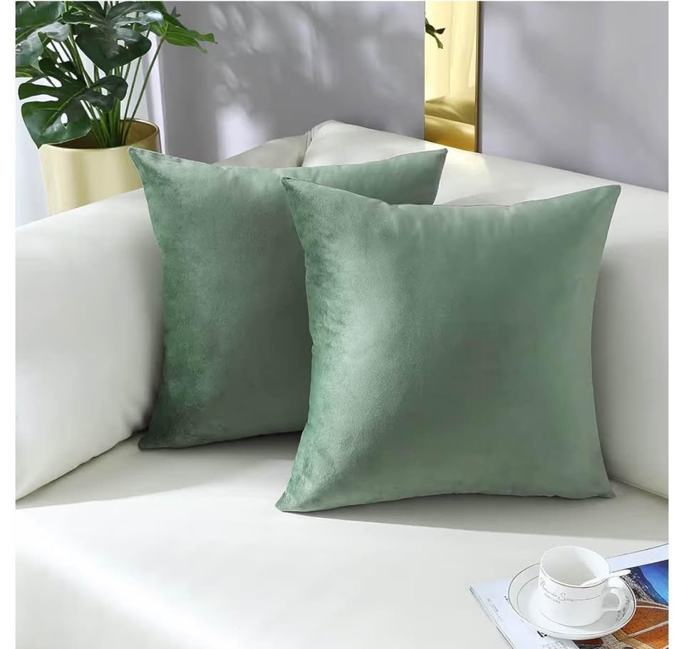 Set of 2 Sage Green Velvet Throw Pillow Covers16x16inch