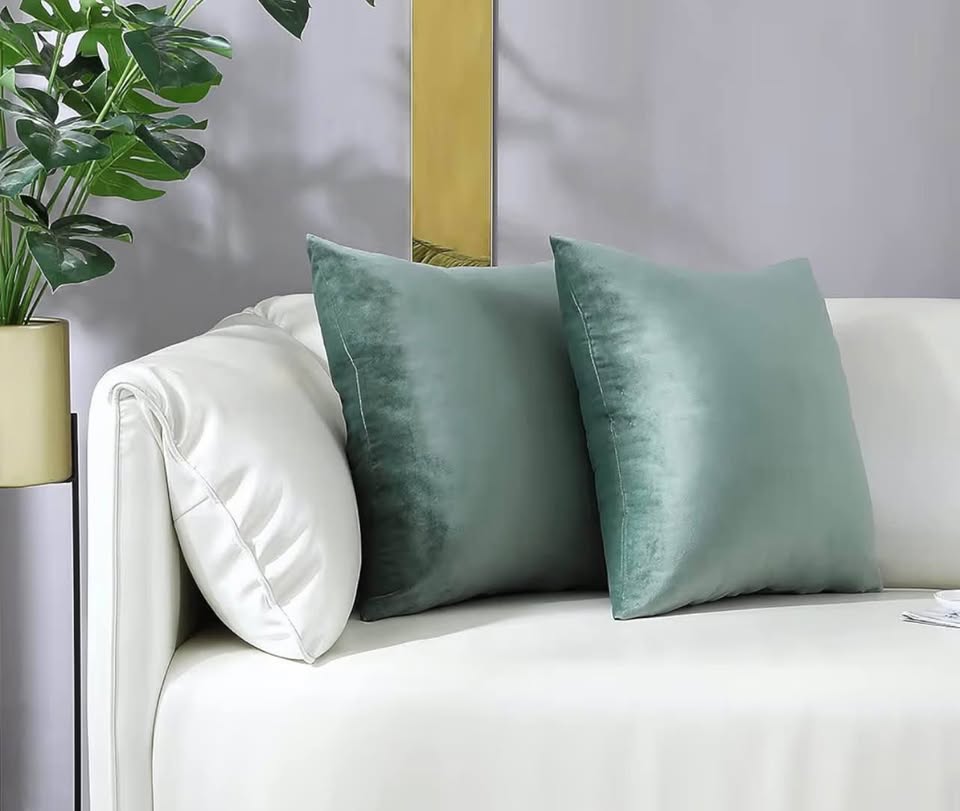 Set of 2 Sage Green Velvet Throw Pillow Covers16x16inch