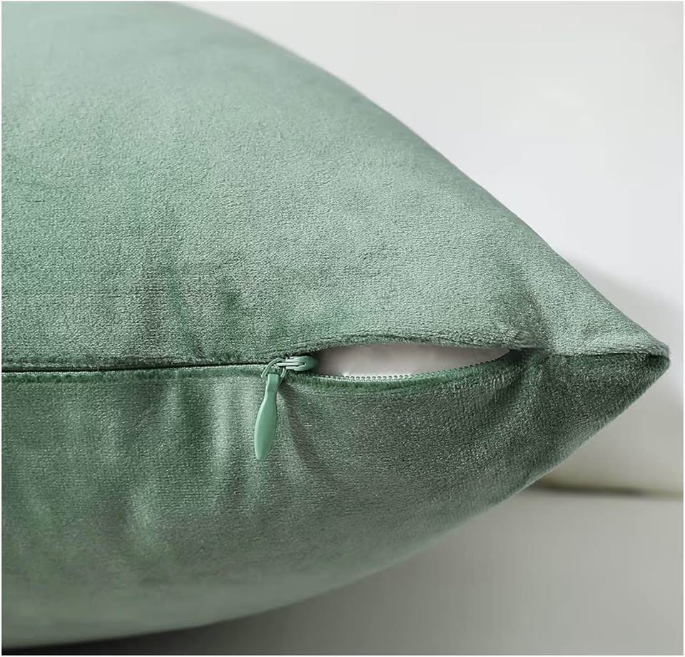 Set of 2 Sage Green Velvet Throw Pillow Covers16x16inch