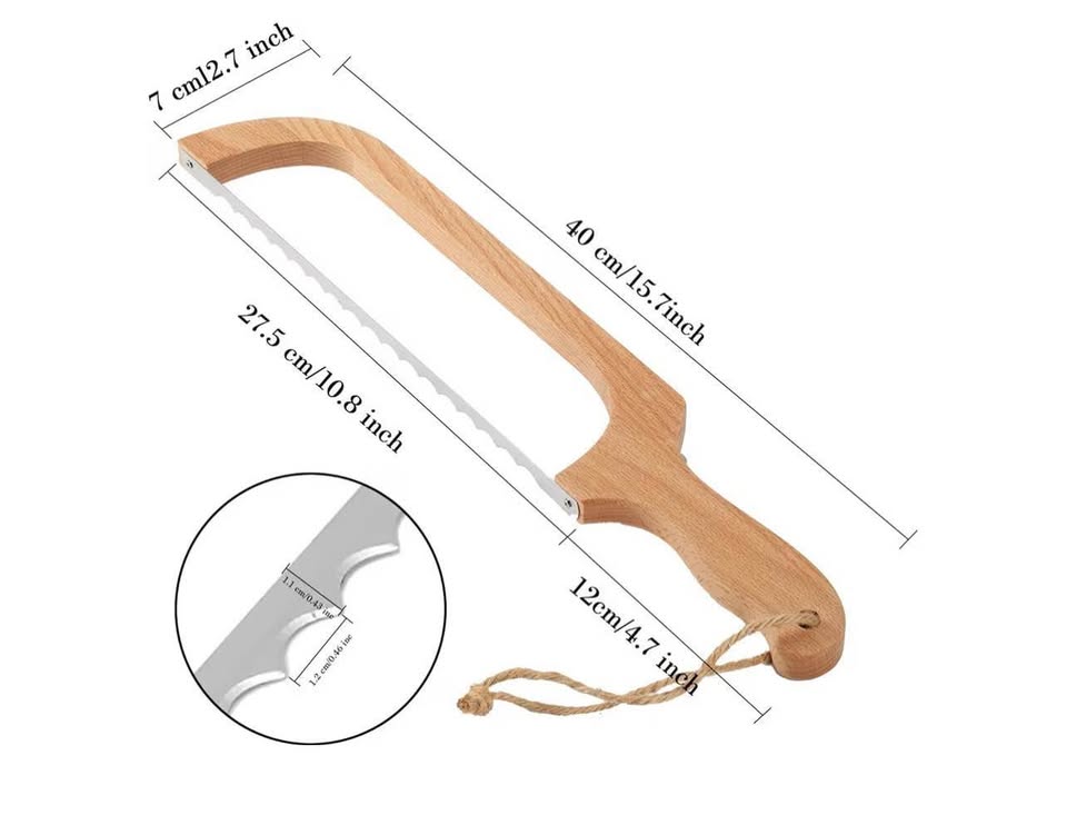 Bread Slicer for Homemade Bread,16" Wooden Bow Knife Serrated Slicer, Premium St