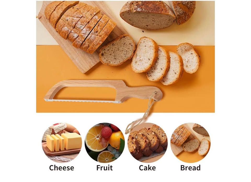 Bread Slicer for Homemade Bread,16" Wooden Bow Knife Serrated Slicer, Premium St