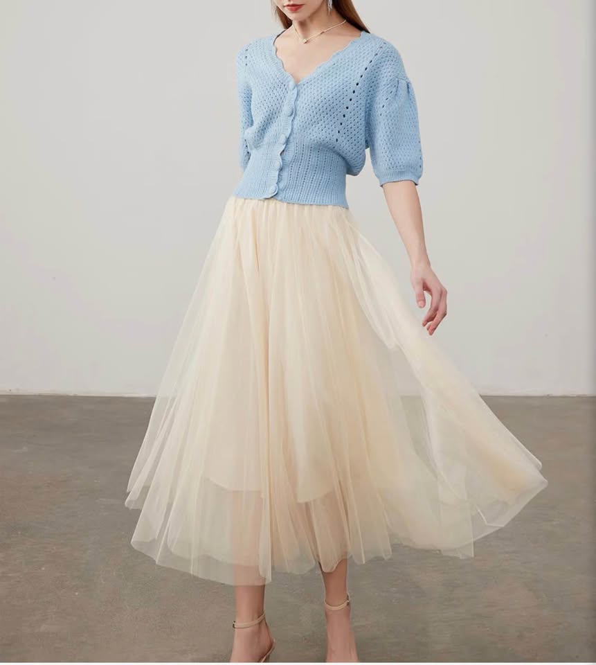 Mliyasan Tulle Midi Skirt，XL