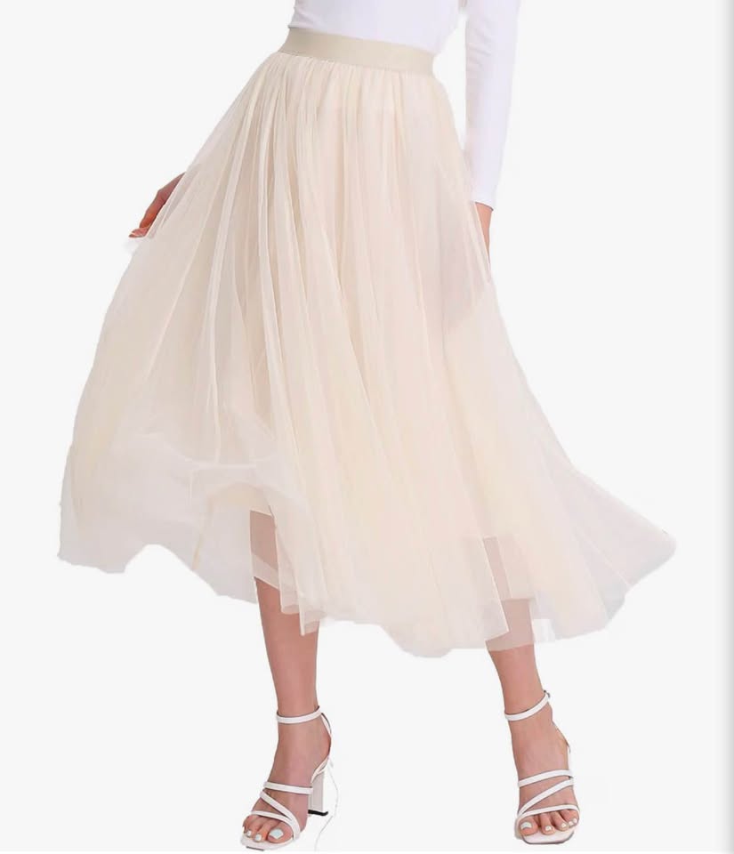 Mliyasan Tulle Midi Skirt，XL
