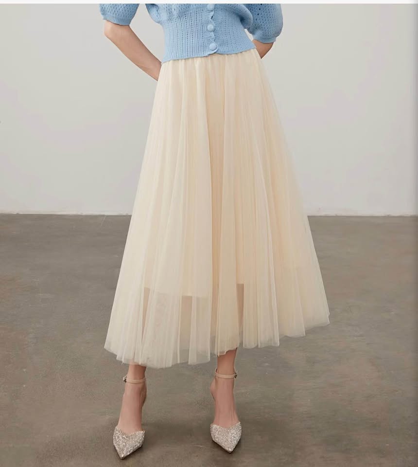 Mliyasan Tulle Midi Skirt，XL