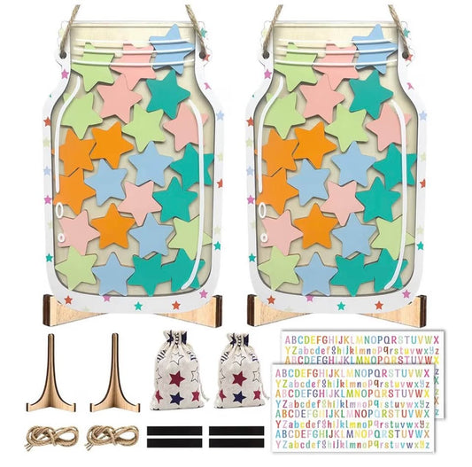 2 Pack Star Reward Jar Set, Magnetic Reward Jar for Classroom Reward System, Tod