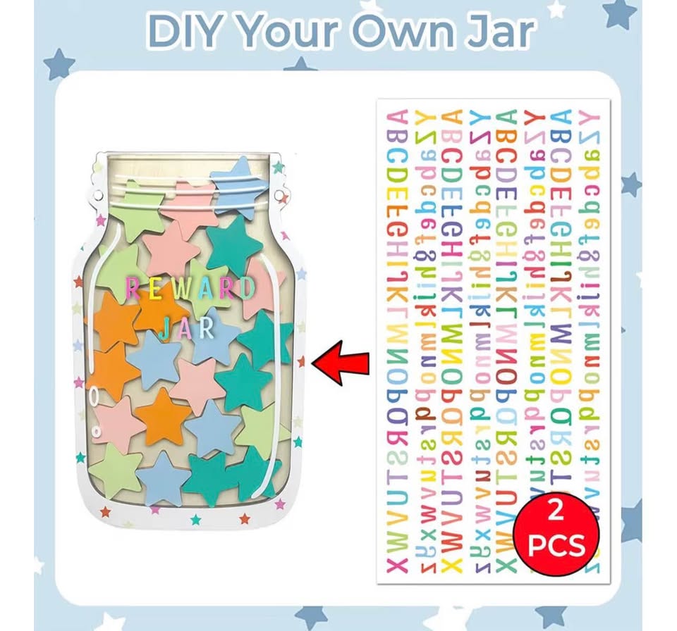 2 Pack Star Reward Jar Set, Magnetic Reward Jar for Classroom Reward System, Tod