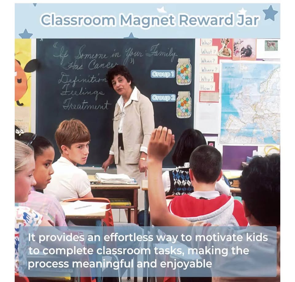 2 Pack Star Reward Jar Set, Magnetic Reward Jar for Classroom Reward System, Tod