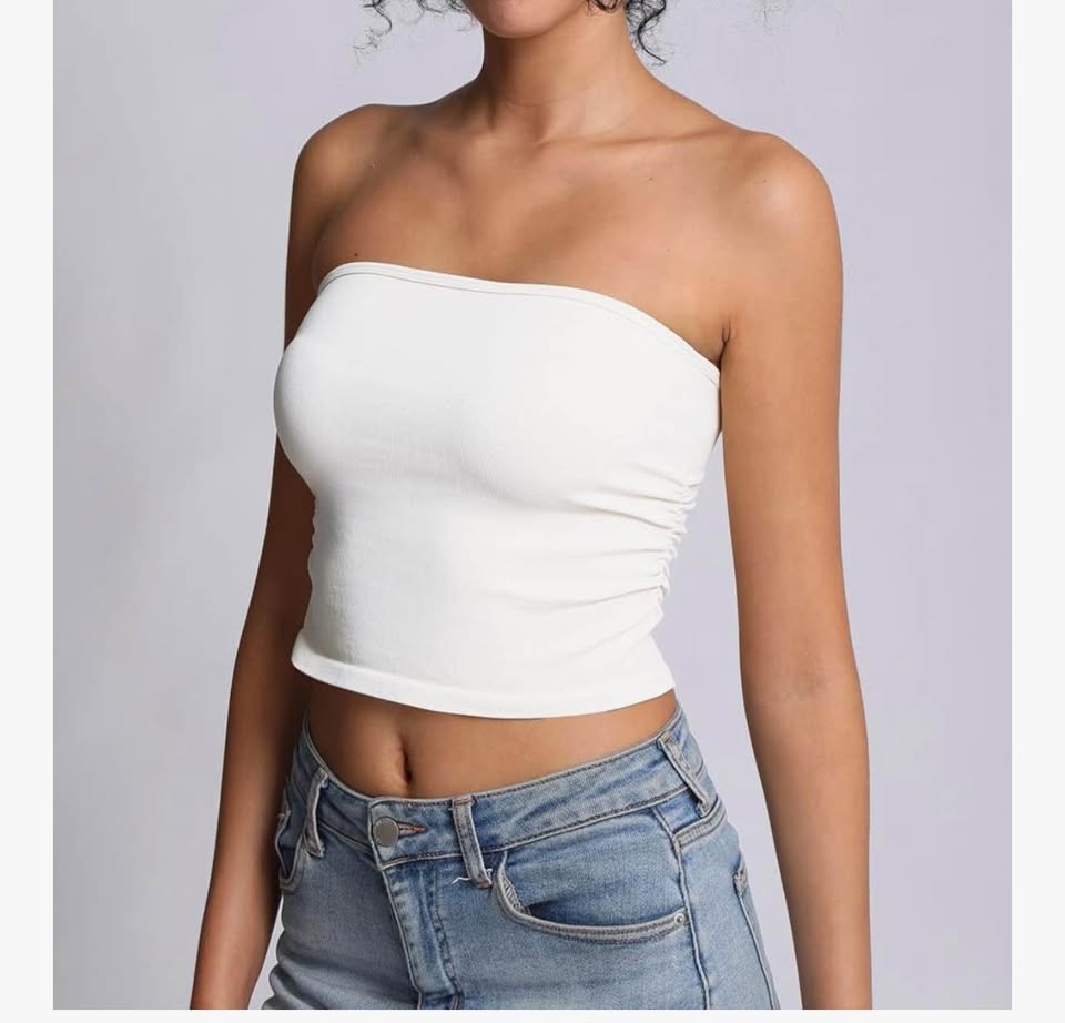 Tube Tops for Women Strapless Bandeau Sleeveless Crop Top Basic Backless Summer 
