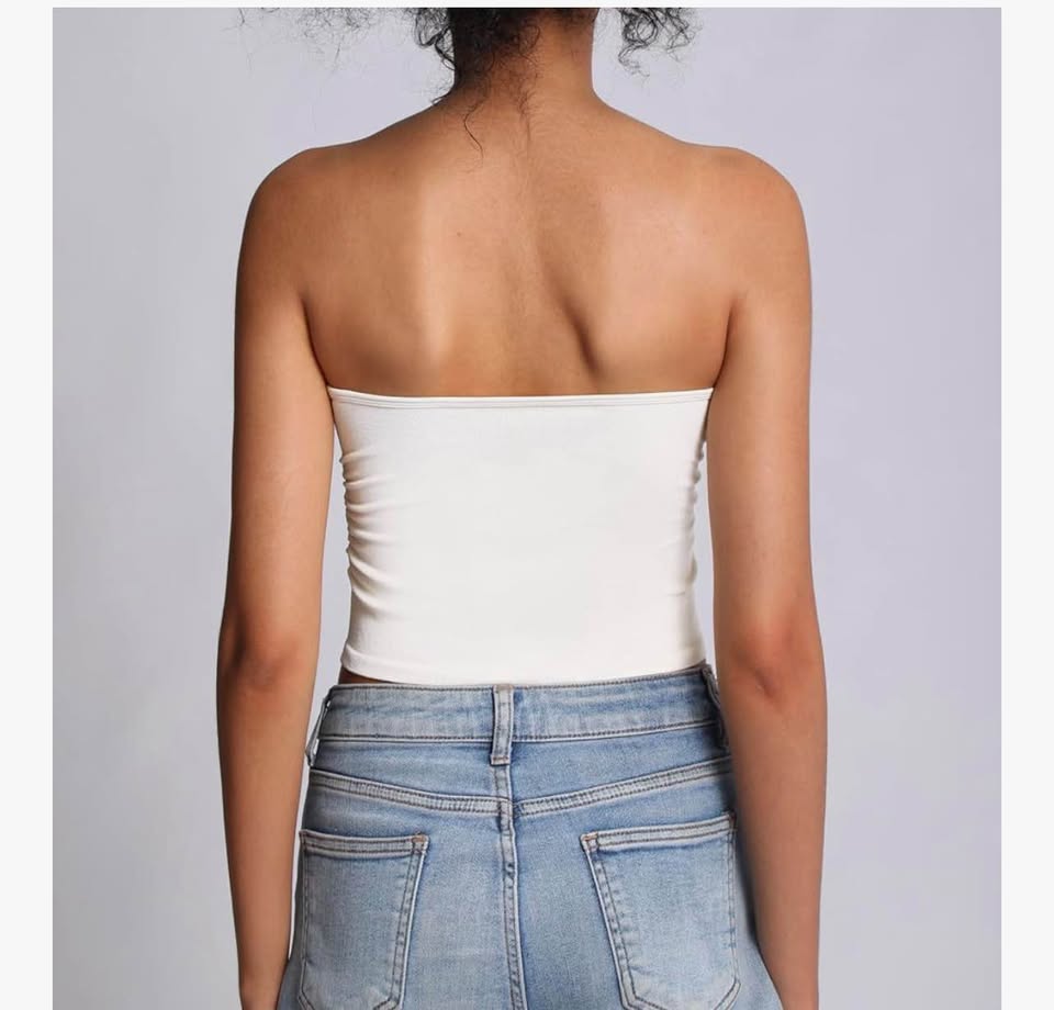 Tube Tops for Women Strapless Bandeau Sleeveless Crop Top Basic Backless Summer 