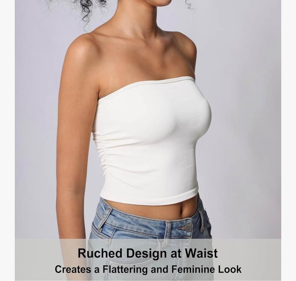 Tube Tops for Women Strapless Bandeau Sleeveless Crop Top Basic Backless Summer 