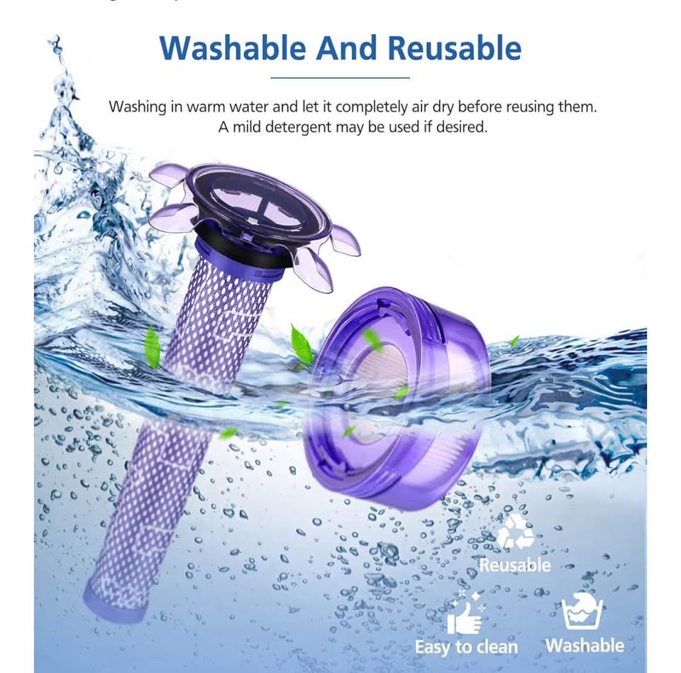 Vacuum Filter Replacement Kit Compatible with Dyson V8 New Version SV25, Dyson V