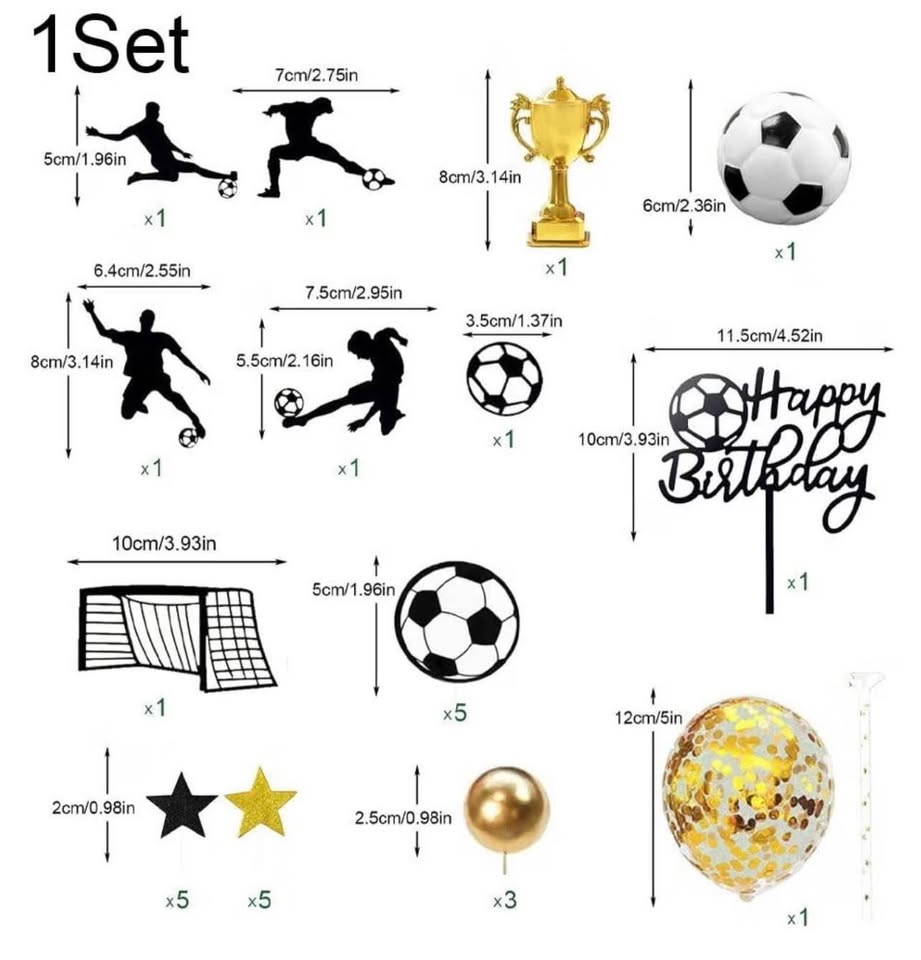 Soccer Birthday Cake Topper Set