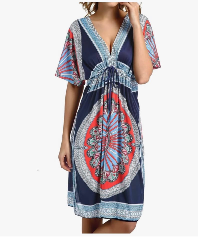 Womens V-Neck Cut Loose Bathing Suit Swimsuit Cover Ups Beach Dress