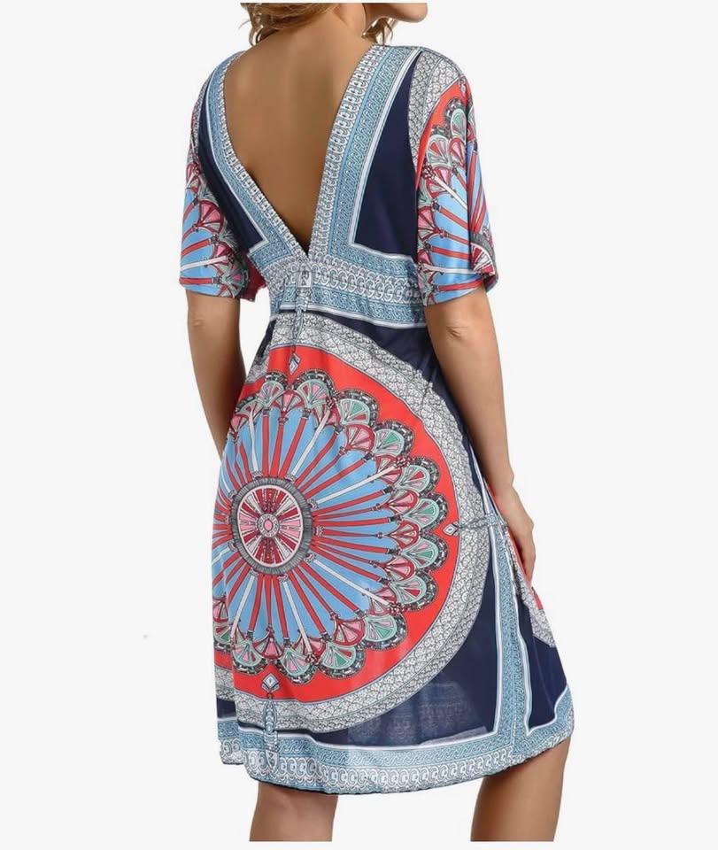 Womens V-Neck Cut Loose Bathing Suit Swimsuit Cover Ups Beach Dress