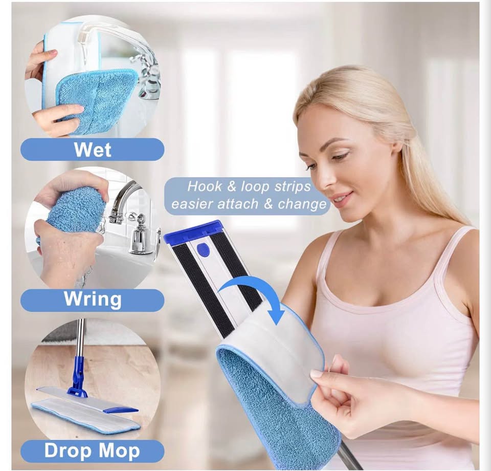 18" Microfiber Floor Mop with 4 Washable Pads