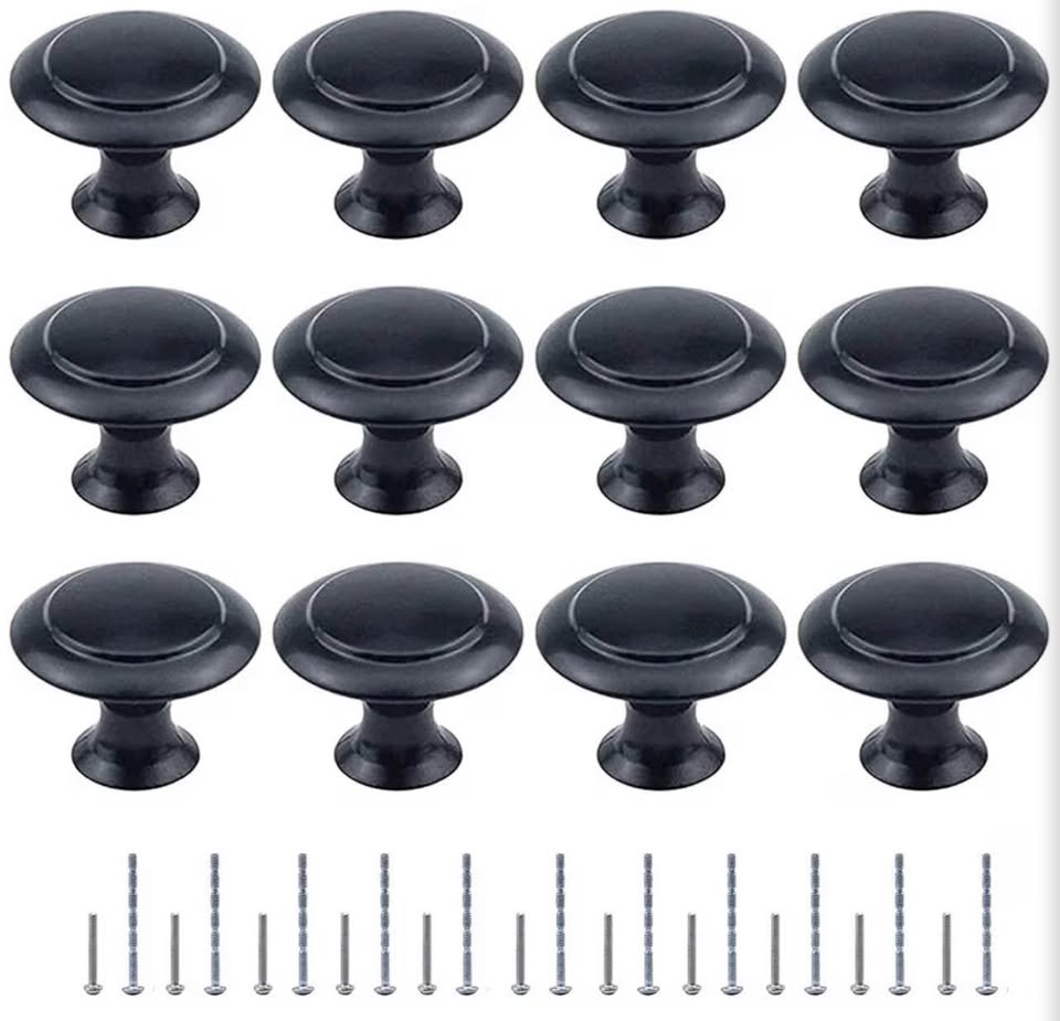 12-Pack Matte Black Cabinet Knobs