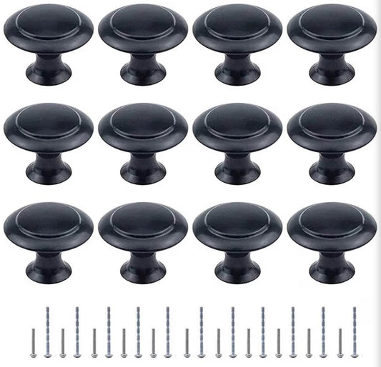 12-Pack Matte Black Cabinet Knobs