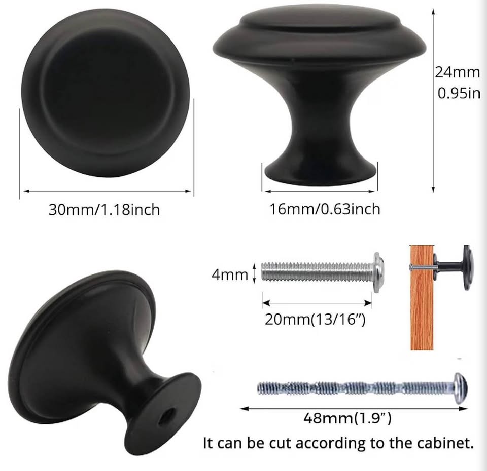 12-Pack Matte Black Cabinet Knobs