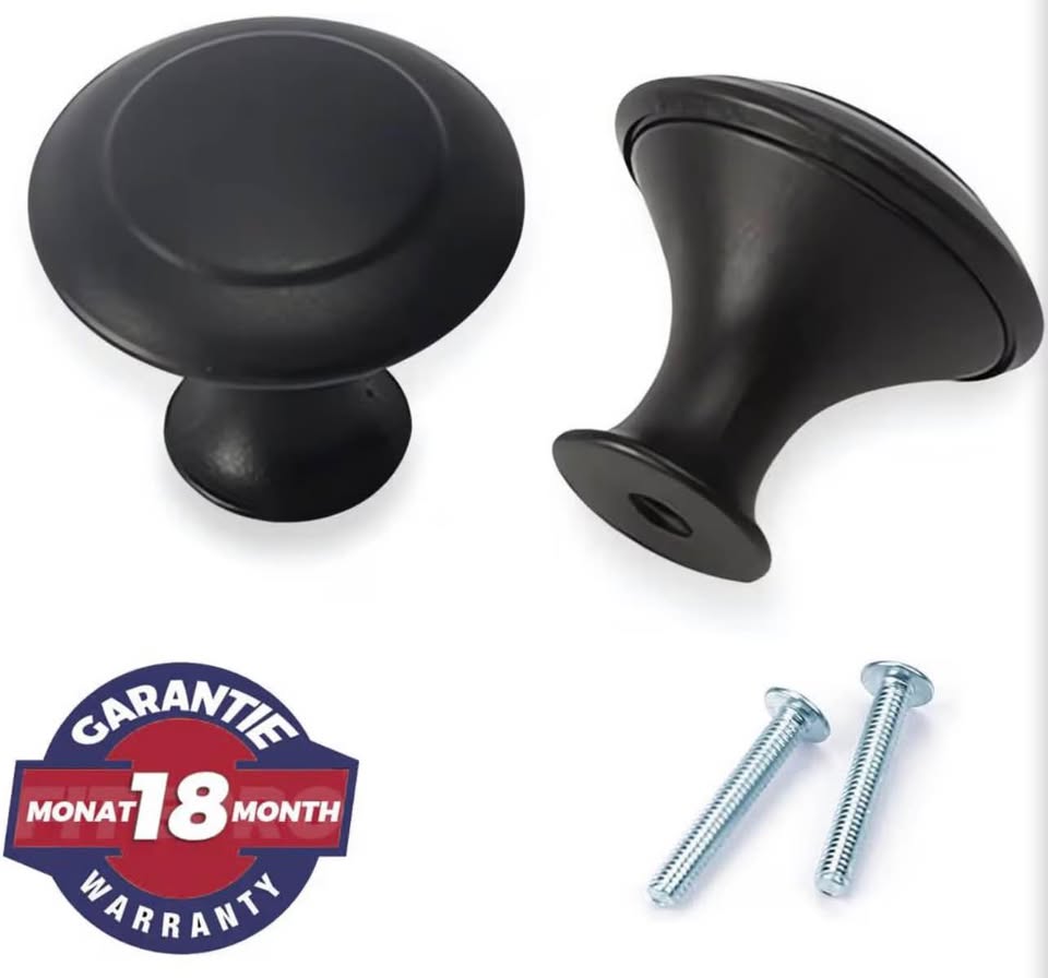 12-Pack Matte Black Cabinet Knobs