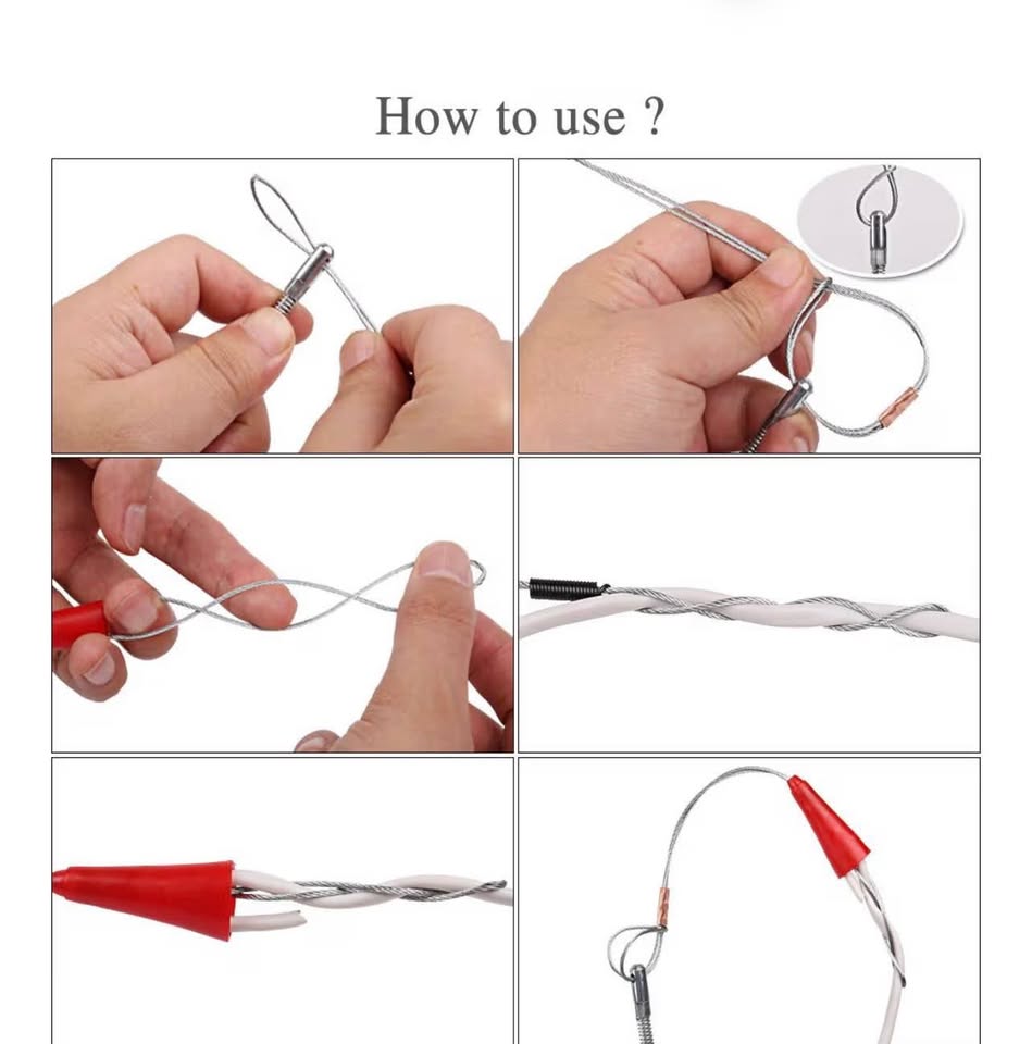 Fish Tape Wire Puller Through Wall Wire Threader Fish Plus Fish Cable Fastener w