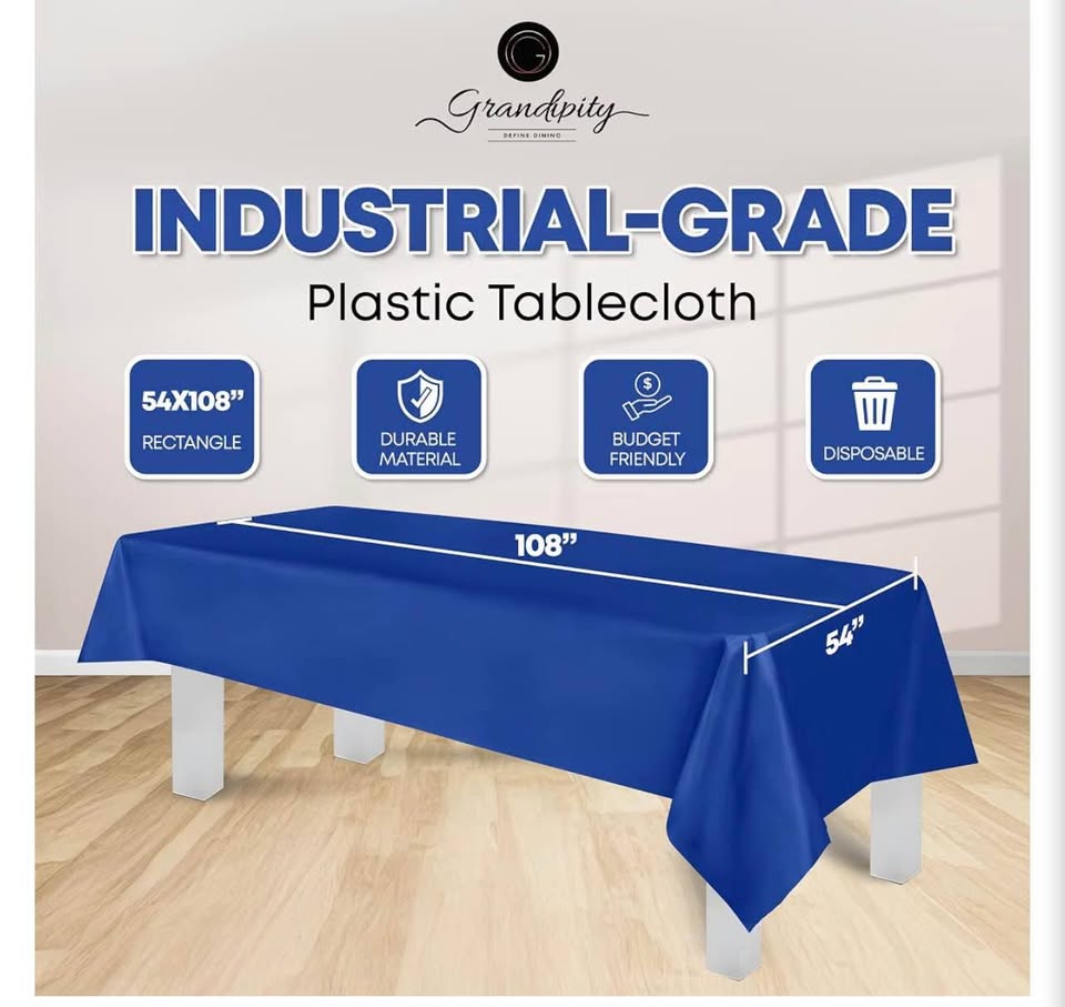 12-pack Heavy Duty Plastic Tablecover 54x
108 inch