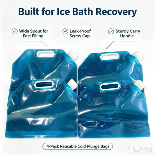 4‑Pack Collapsible Water Storage Bags, Reusable Ice‑Bath Bags for Cold Plunge, L