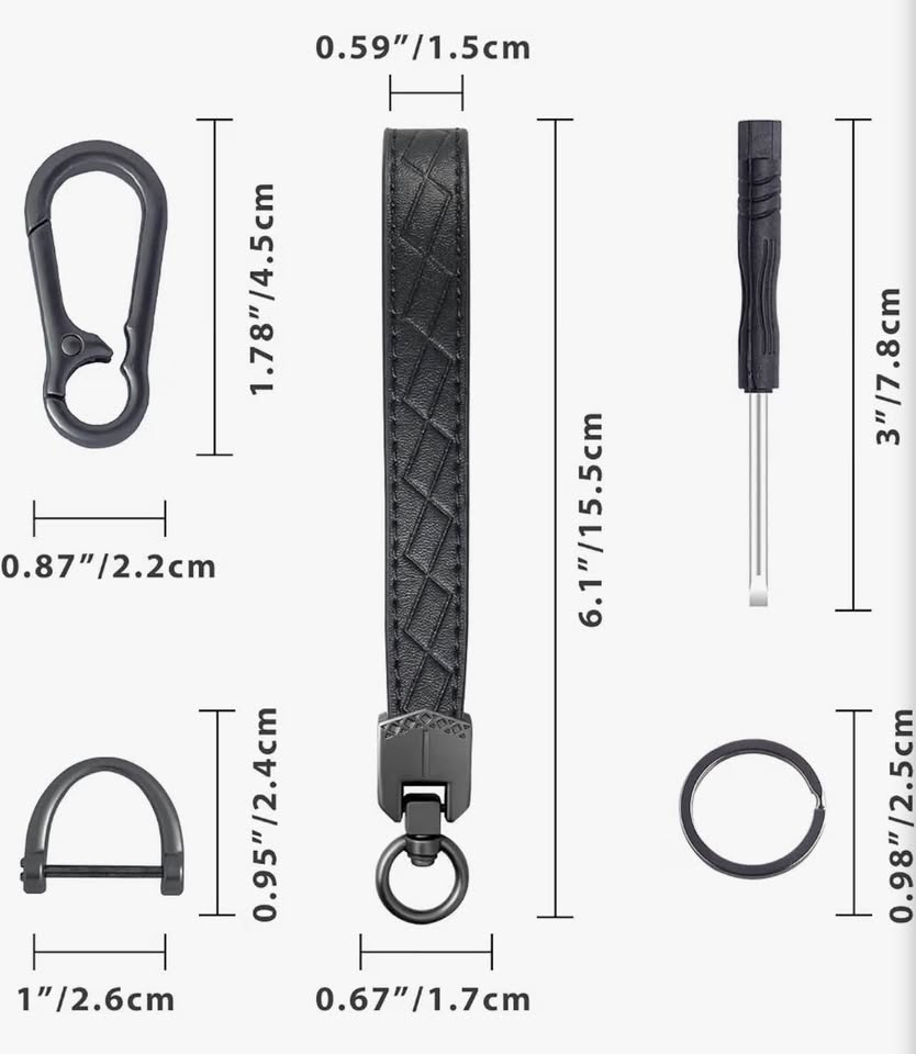 Black Leather Car Key Fob Keychain